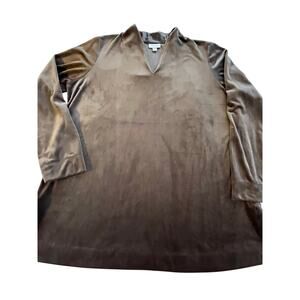 Pure Jill Velvet Tunic Top Women’s XL Tall Brown V-Neck Long Sleeve